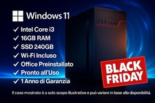 PC Fisso Intel i3 - 16GB RAM - SSD 240GB - Windows 11 - Office - Wi-Fi