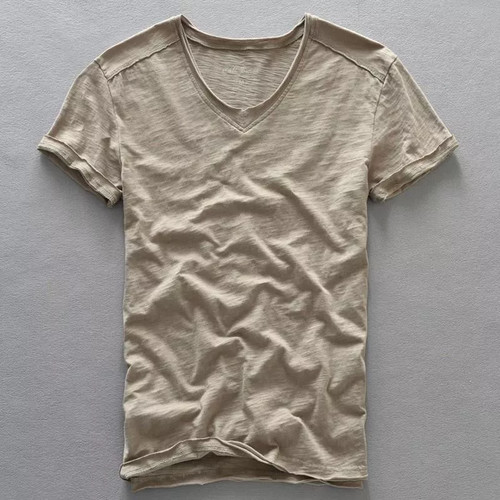 Shirt uomo beige scollo v - t,