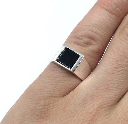 Anello argento 925 onice - argento,