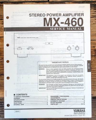 Yamaha 460 amplificatore - yamaha, mx-460