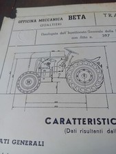 SCHEDA OMOLOGAZIONE originale TRATTRICE AGRICOLA BETA B10 GUALTIERI 1956