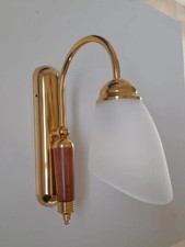 Applique Da Parete in vetro metallo oro e legno vintage lampada 1 luce E14