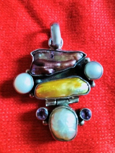 Ciondolo argento con perle - con,