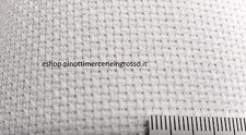 TESSUTO TELA AIDA IN COTONE A 55 FORI-BIANCO-IN ALTEZZA CM 140 - VENDITA A METRI