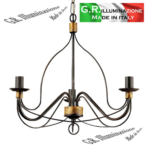 Lampadario ferro battuto 3 - battuto,