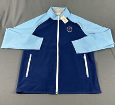 Giacca antipioggia Peter Millar Golf Pinehurst US logo aperto blu medio corona sport nuova con etichette