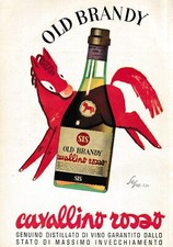 PUBBLICITA' 1960 CAVALLINO ROSSO OD BRANDY DISTILATO STATO SEPO POZZATI