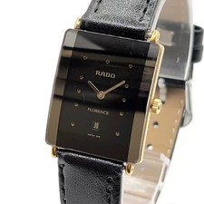 Orologio RADO FLORENCE 160.3605.2N QZ donna quadrato argento quadrante nero data Y2K 00S