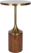 Whelan Tavolino Rotondo Moderno in Metallo, 14 X 14 X 24, Ottone Antico e Noce Bro