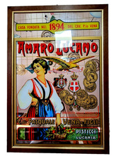 Specchio pubblicitario vintage Amaro Lucano Grafica storica liberty - Collezio