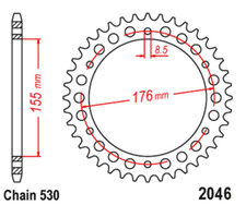 CORONA  CHT 2046C DENTI 42  TRIUMPH 955 1050 MONOBRACCIO VARIE  REAR SPROCKET