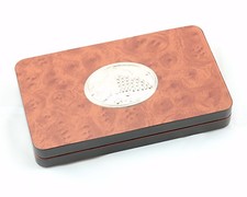 Kit sommelier apribottiglia e termometro in scatola radica con blasone argento 