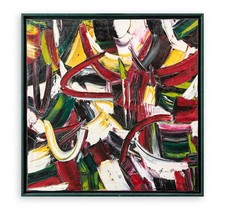 Pierluigi Delutti Opera olio su tela 100x100cm quadro con cornice certificato