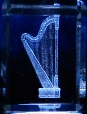 Harp 3D Laser Etched Crystal