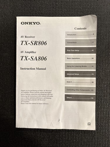 Onkyo integra sr806 - onkyo,