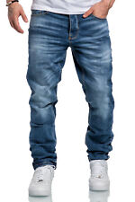 Jeans Uomo Regular Straight Fit Denim Pantalone Destroyed A79084