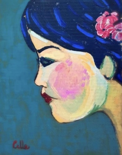 Ragazza con fiore - , tra