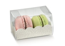 Scatola astuccio pvc con vaschetta pelle bianca portadolci 16x5x5 cm 0L9C