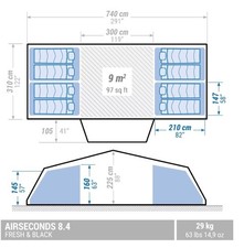 Tenda Campeggio Gonfiabile 8 Posti Più Pompa Per Il Gonfiaggio + Tendalino 