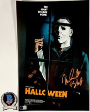 Poster film firmato Nick Castle Halloween 11x17 autografo Michael Myers BAS COA