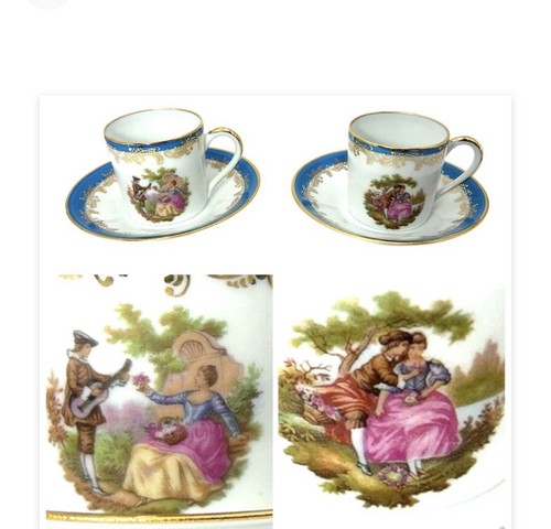 Limoges art fragonard tazza - limoges, d'art