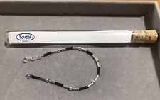 Bracciale Argento 925 E Caucciù Bougje Con Capsula Originale 19.5 Cm 4.1 Gr