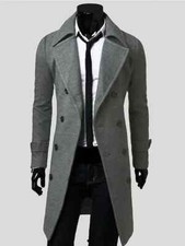 cappotto lungo elegante sportivo moda uomo slim stretto caldo grigio 1038