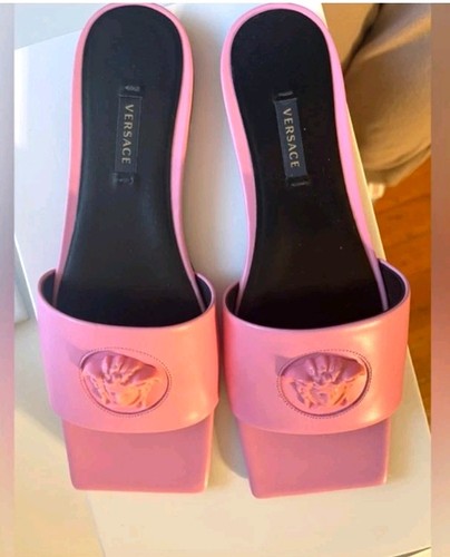 Versace rosa medusa logo pelle