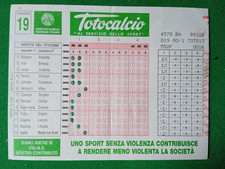 SCHEDINA TOTOCALCIO GIOCATA DEL 17 DICEMBRE 2000
