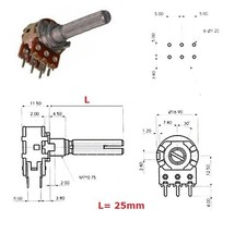 ECC 16mm 50KAx2, potenziometro