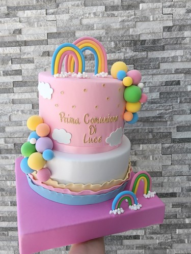 Torta scenografica arcobaleno - torta,
