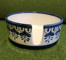 VASO PORTAPIATTI CIRCOLARE CON OCCHIELLO  IN CERAMICA DI MINTURNO DIPINTA A MANO