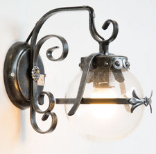 LINEA TAVERN CRUCCOLINI APPLIQUE in ferro battuto e vetro soffiato 1 luce