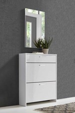 Mobili BMG scarpiera ribaltabile scarpiera "Palermo" frontali bianco lucido, maniglia in metallo