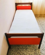 Letto singolo anni '70 marrone/arancio + rete + materasso