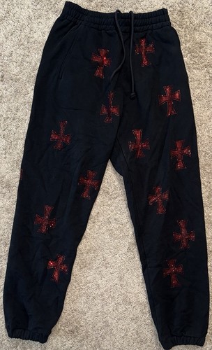 Pantalone jogger nero/rosso