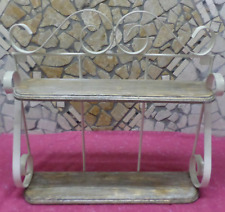 Mensola Rustica Vintage Shabby Chic in ferro battuto e legno noce bianco perla