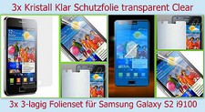 3x pellicola protettiva display cristallo trasparente per Samsung Galaxy S2 GT i9100 antigraffio