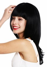 WIG ME UP Parrucca Donna Schulterlang Liscia Longbob Con Frangia Nera VK-49