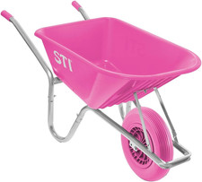 Carriola Rosa 110Lt Portata 180Kg Ruota Antiforatura Acciaio E Vasca in Poliprop