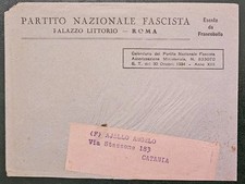 Busta Storia Postale PARTITO NAZIONALE FASCISTA PALAZZO LITTORIO ROMA 1934