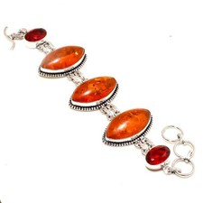 Bracciale con gioielli fatti a mano in argento 925 con pietre preziose...