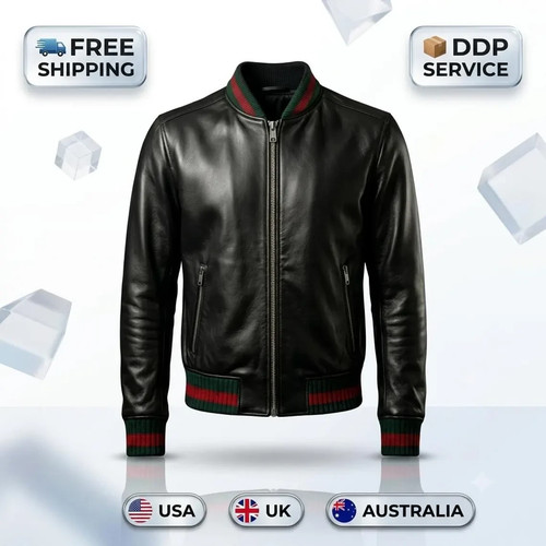 Bomber uomo nero vera - pelle, di