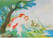 ALIGI SASSU: Litografia su Carta Muro Firmata, Numerata, Pubblicata. STUPENDA!!!