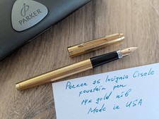 Parker 75 Insignia Cisele Fountain Pen - Gold 14K (F) Nib Made in USA