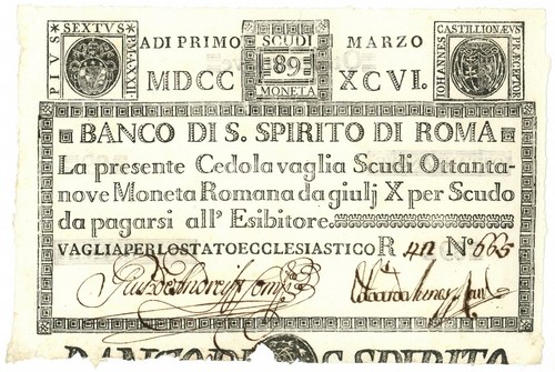 Scudi cedola banco santo - 89, di