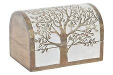 PORTA GIOIELLI BAULE IN LEGNO COFANETTO DECORATO STILE ETNICO