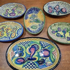Set piatti ceramica vintage Roma italiani dipinti a mano firmati Gabellini