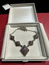 Collana A Cubi In Argento 925 Con Cristalli Rossi