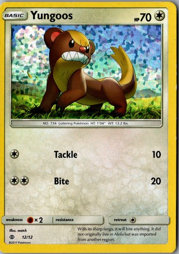 Carta pokemon yungoos - carta, 12/12